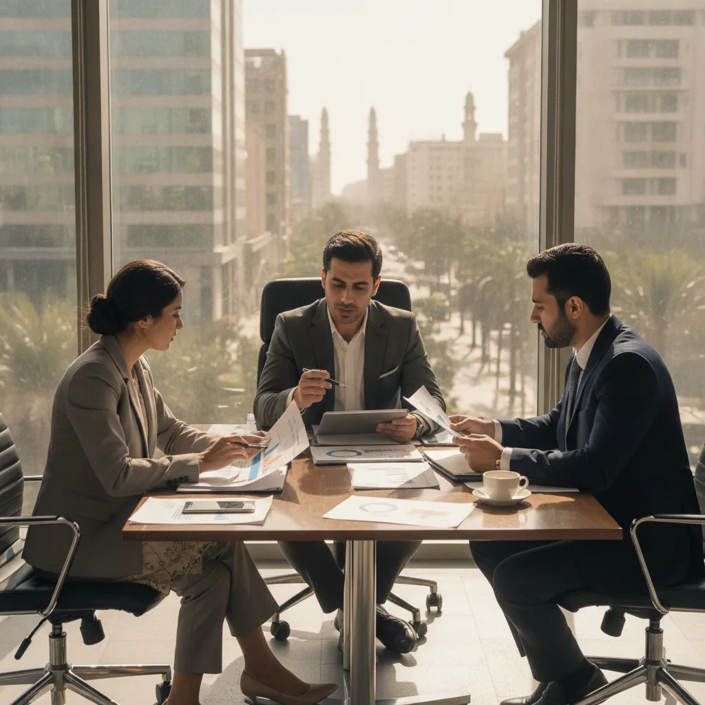Professional business strategy meeting in a modern office