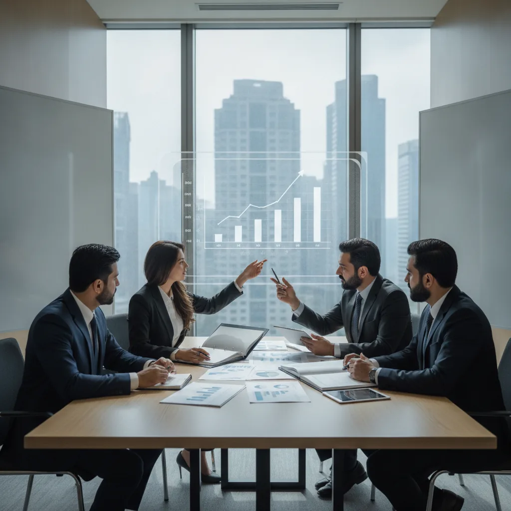 professional business strategy meeting in a modern office,
